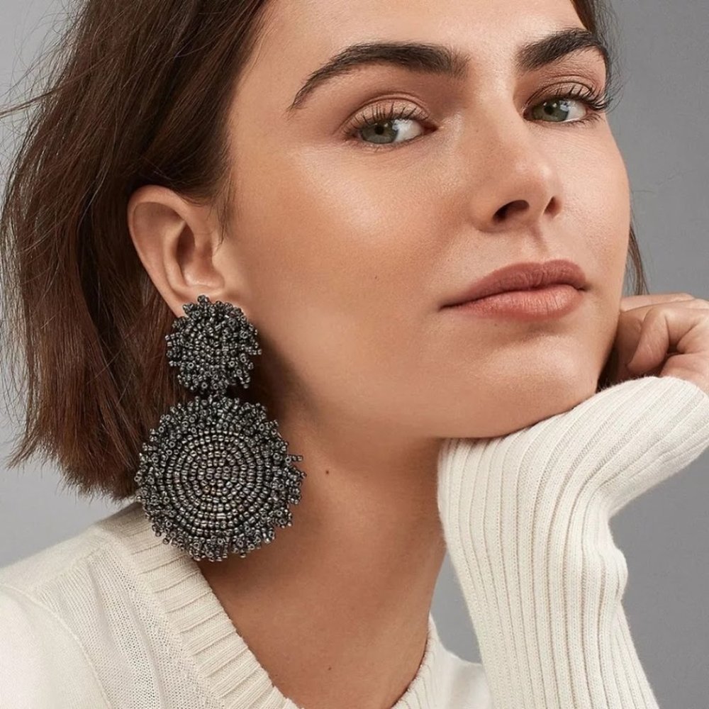 Grey Handmade Beads Earrings